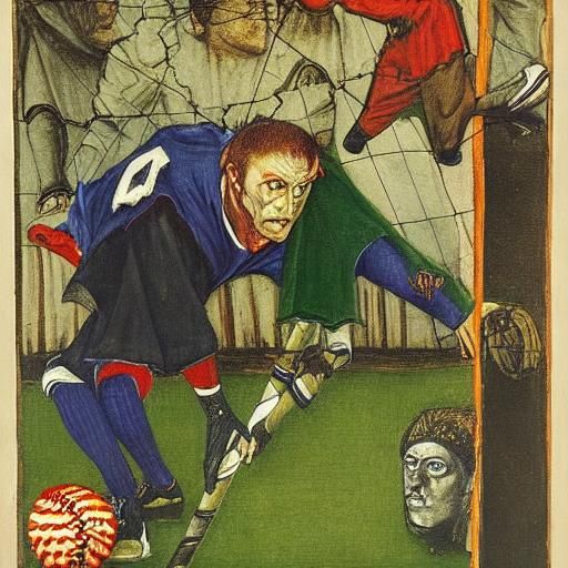Baseball Vampire in Classical Painting Style