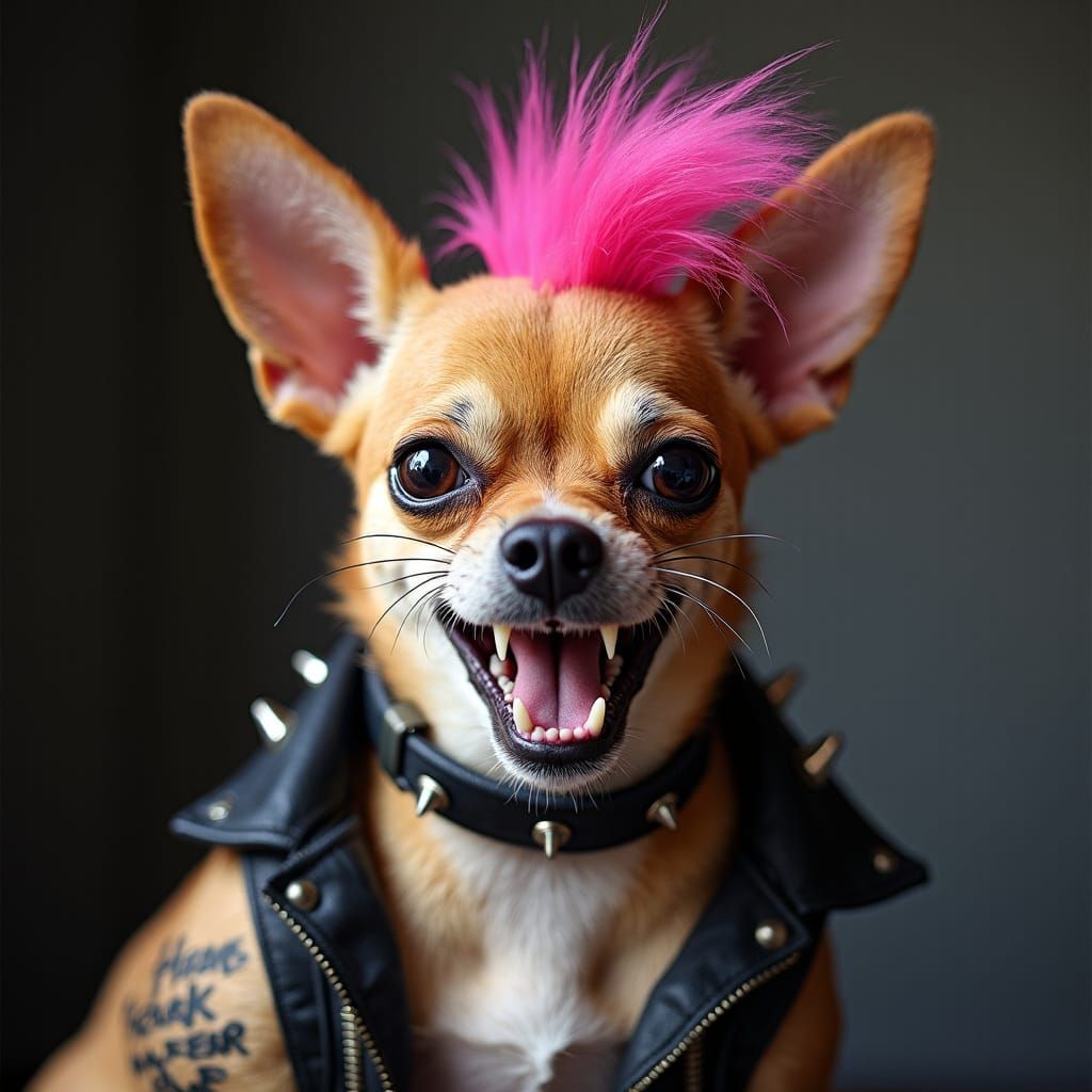Angry Chihuahua in Punk Gear