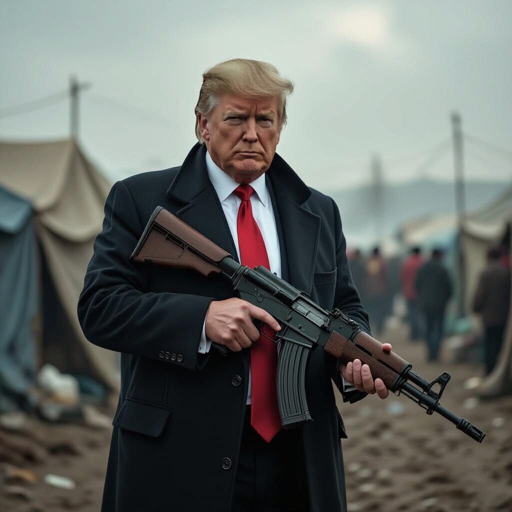 Donald Trump in Refugee Camp with AK-47