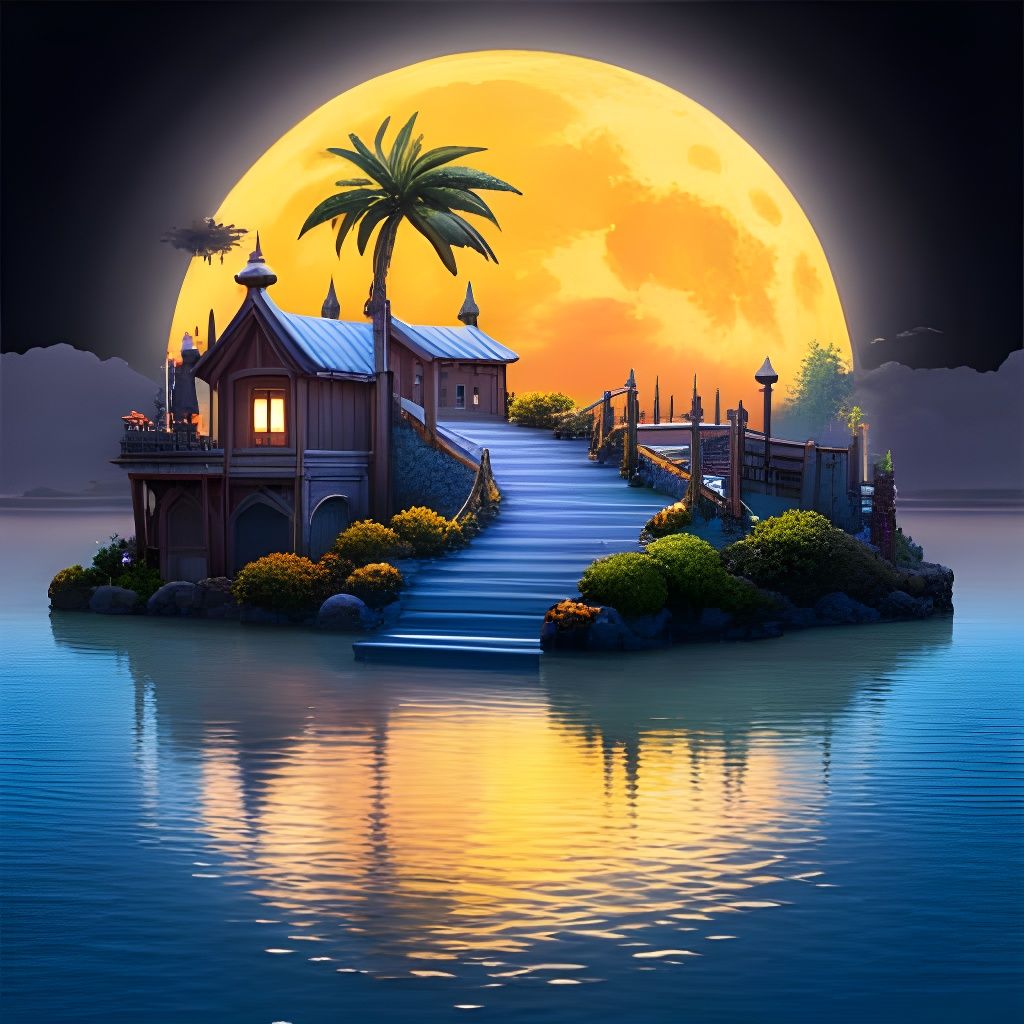 Enchanted Island Landscape in Detailed Splash Art