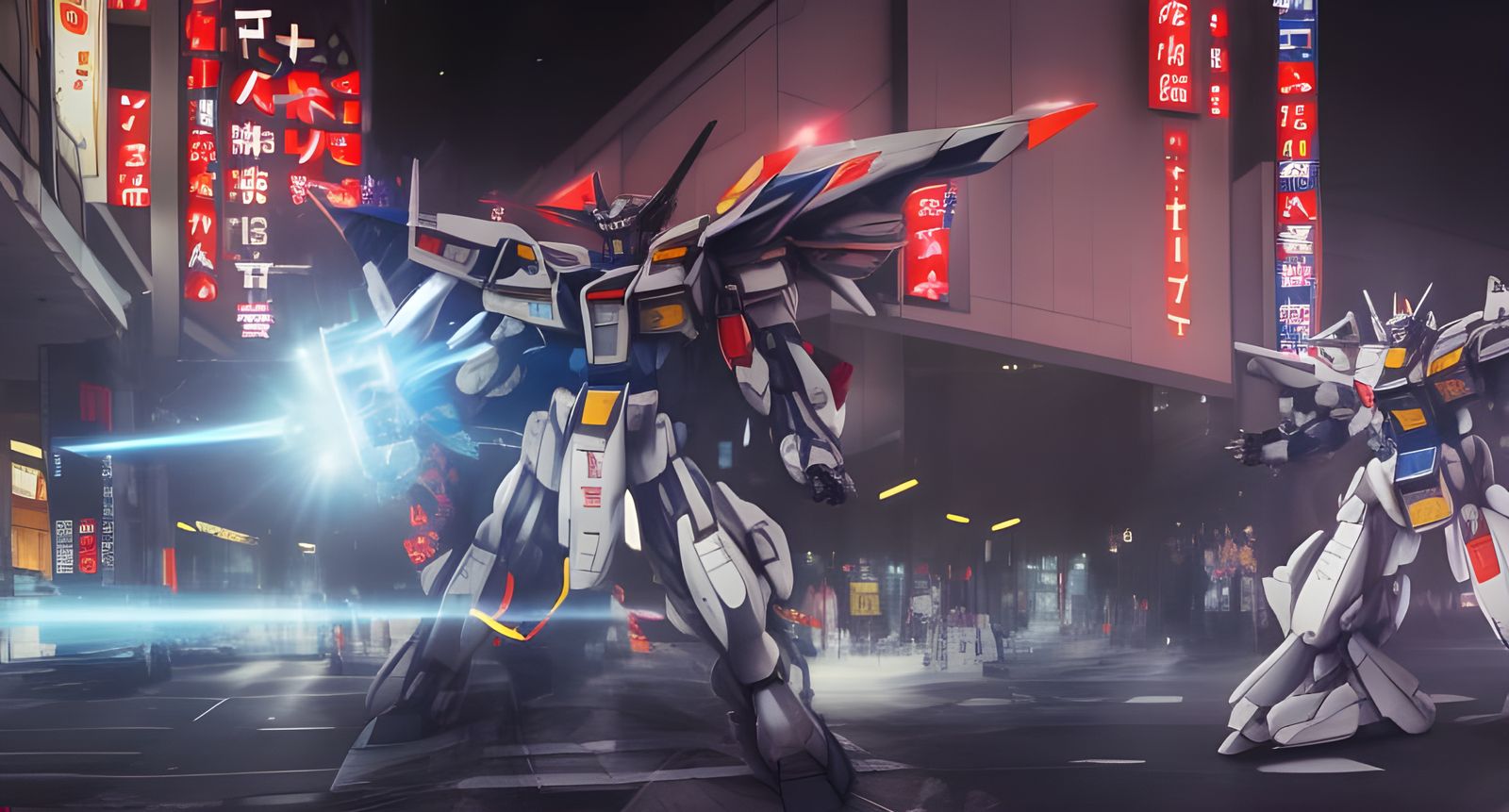 Hyper-Realistic Gundam Mecha Cat in Tokyo Streets