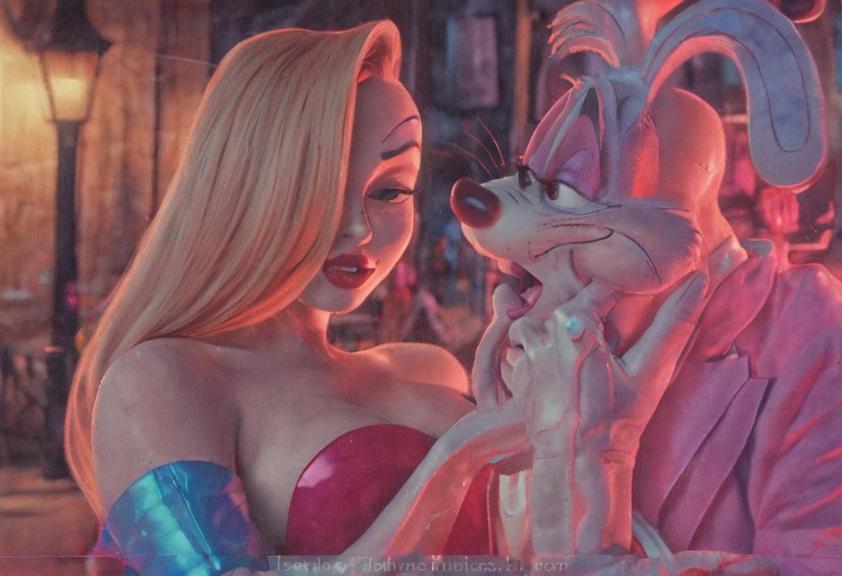 Roger and Jessica Rabbit Embrace, Pop Art Style