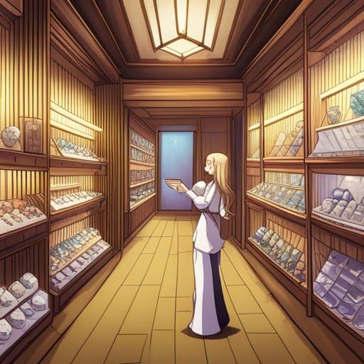 Medieval Magic Shop Interior in Anime Style