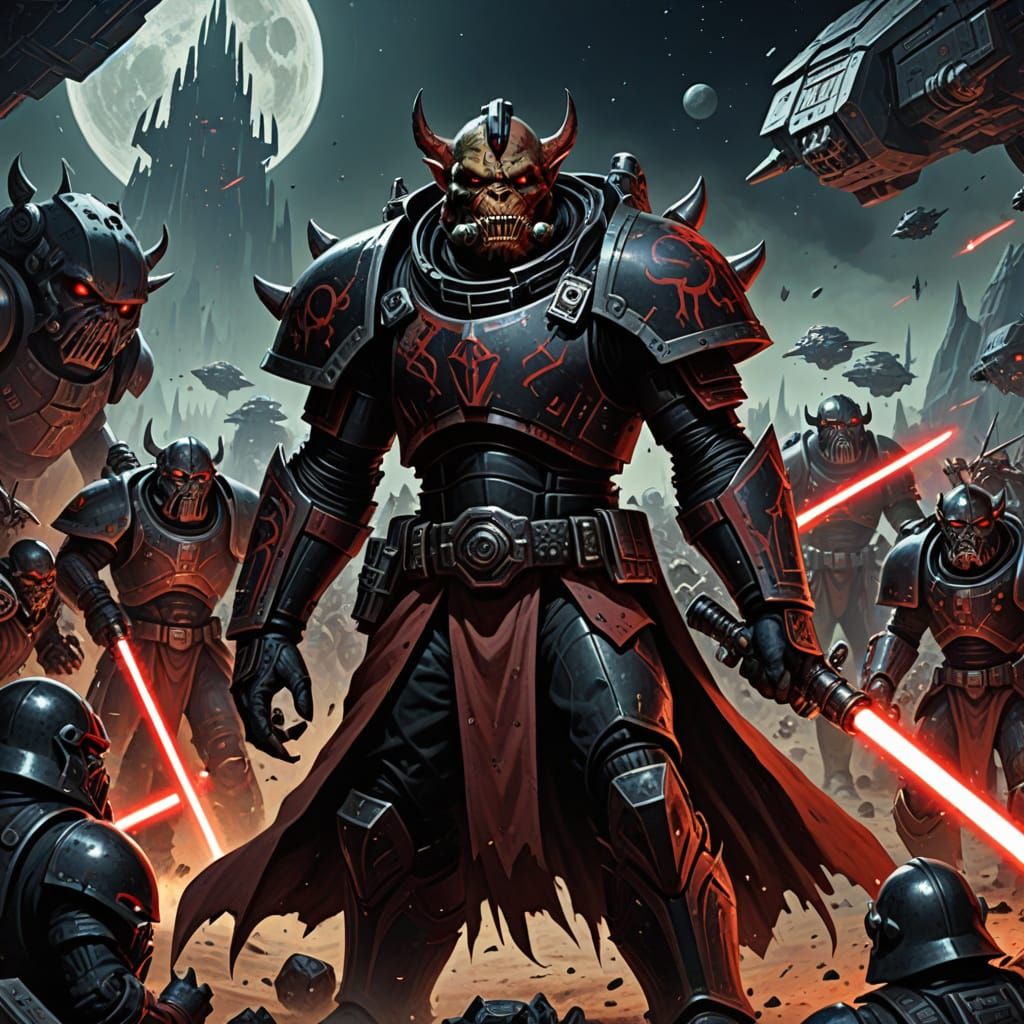 Cyberpunk Ork Leader Unleashes Dark Energy