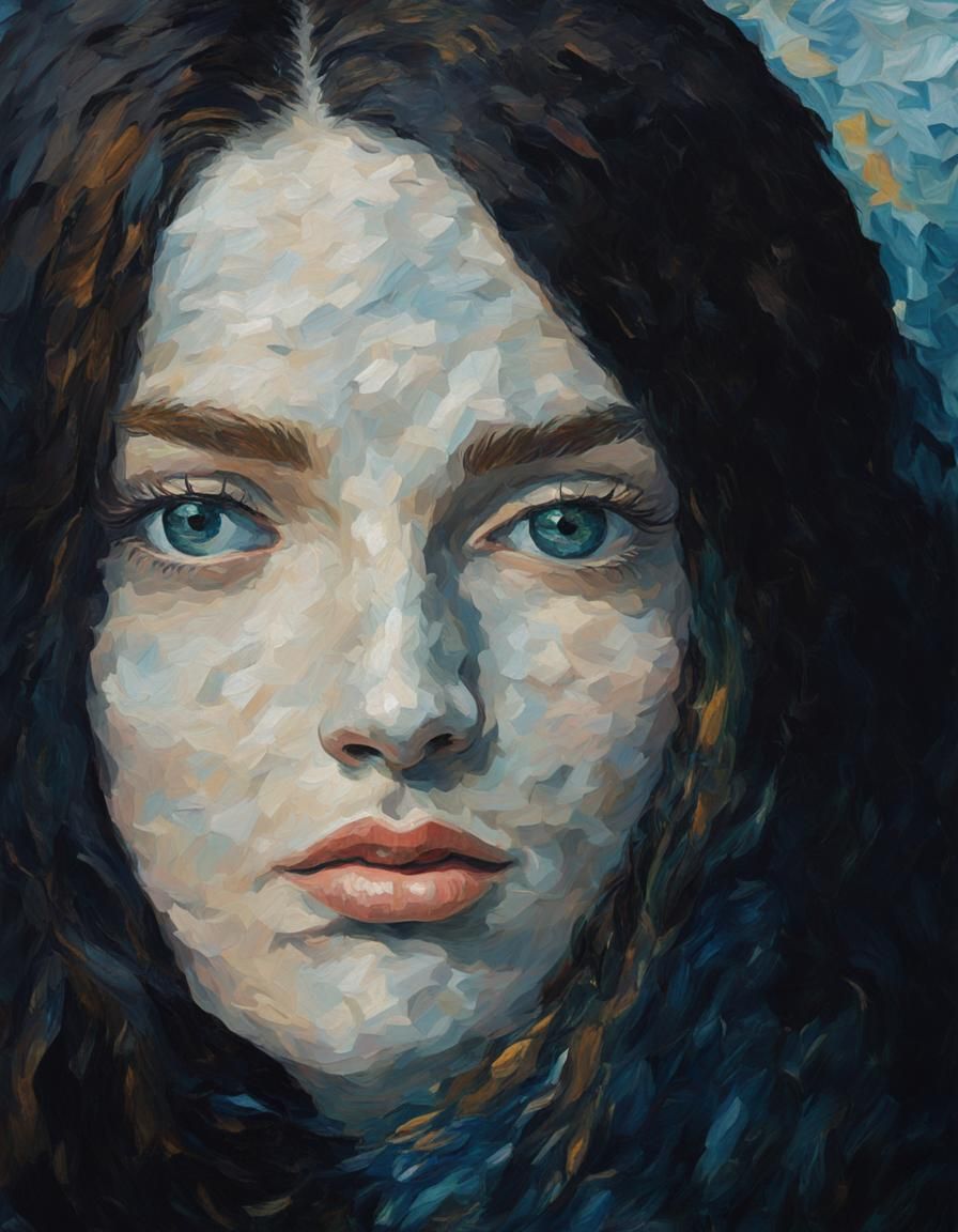 Stunning Woman as Impasto Post-Impressionist Oil Painting