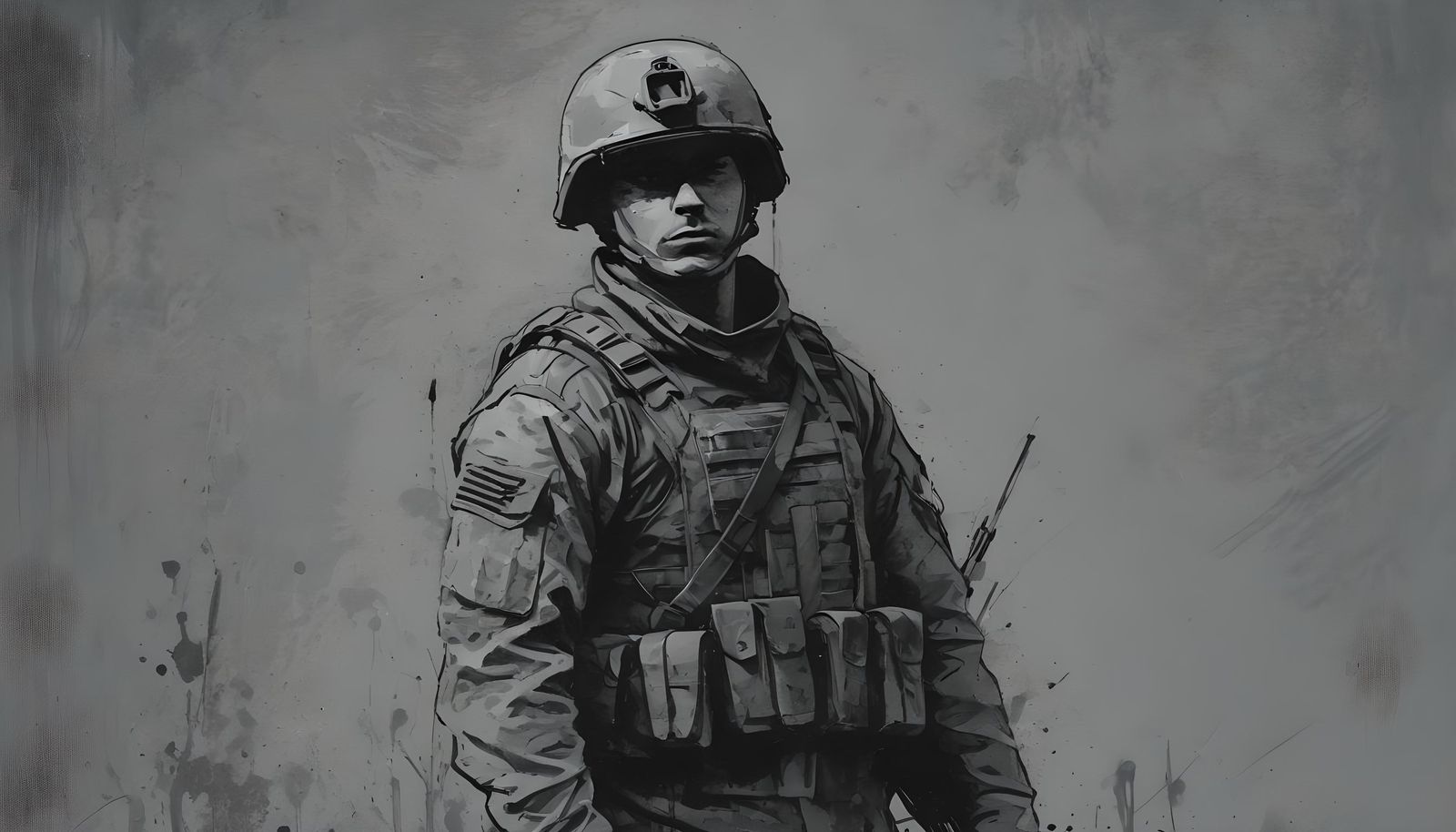 Anime Soldier's PTSD in Minimalist Pen Art