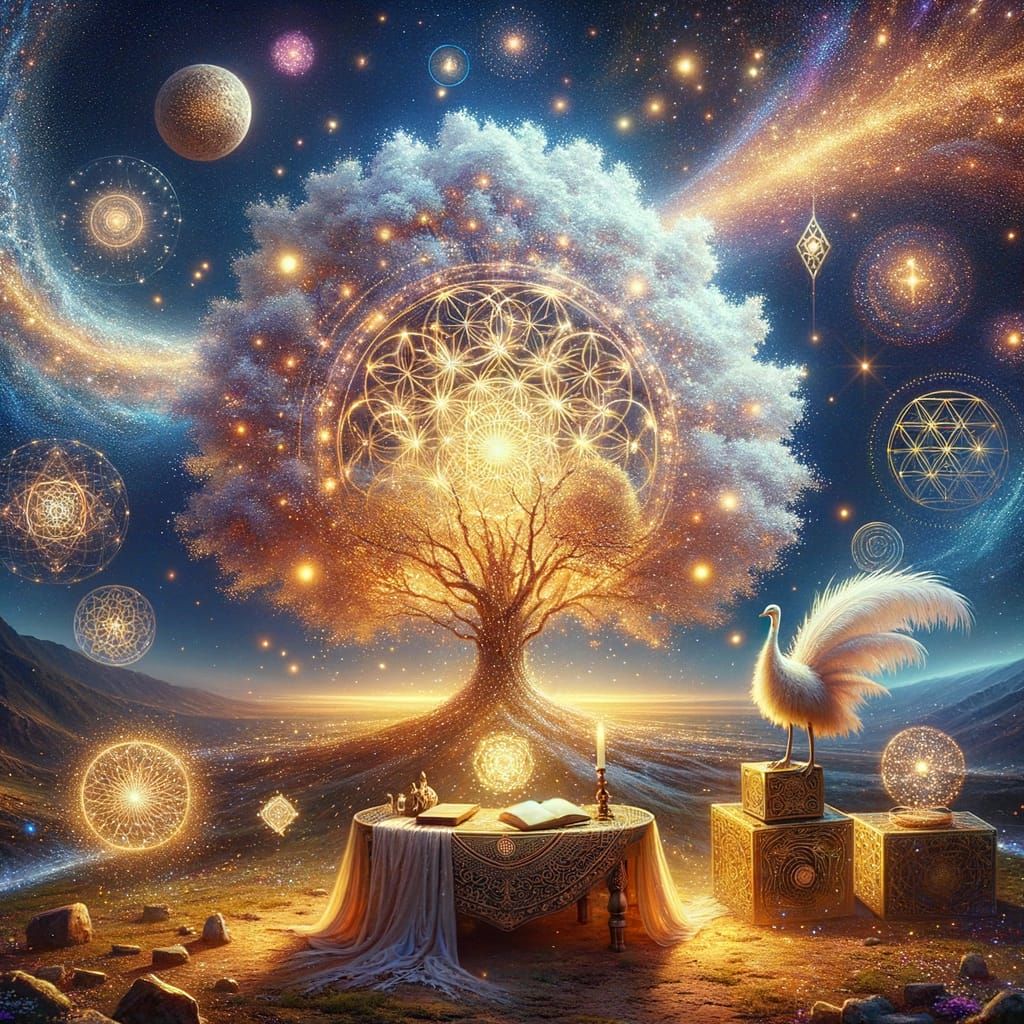 Radiant Tree of Life with Sacred Geometry