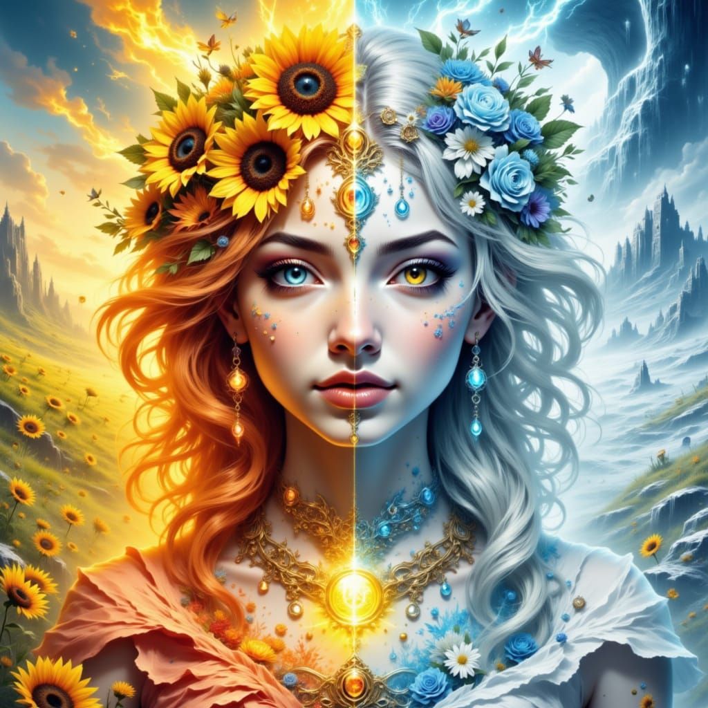 Split-Season Goddess in Airbrush Fantasy Style