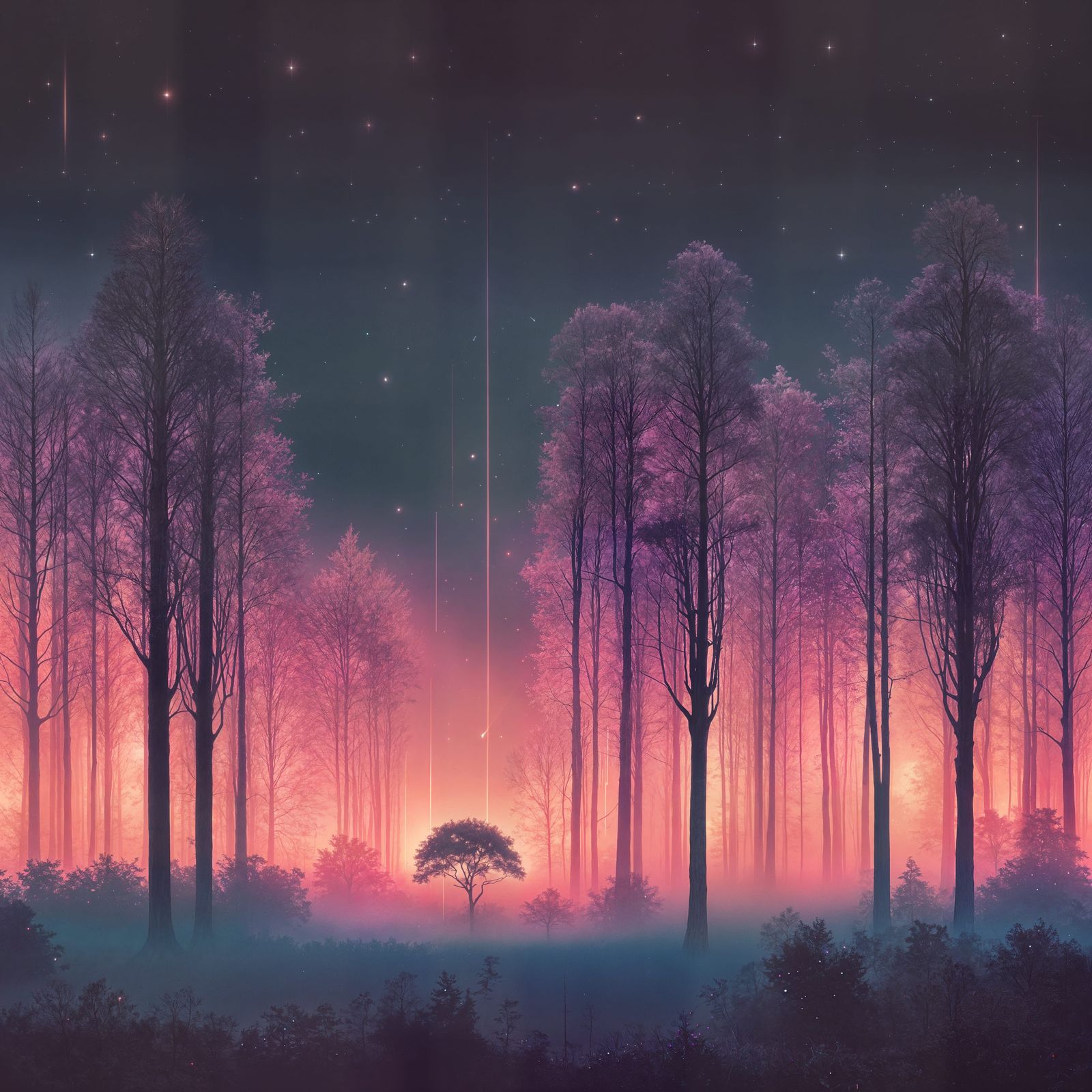 Ethereal Trees Album Cover in Retro VHS Style