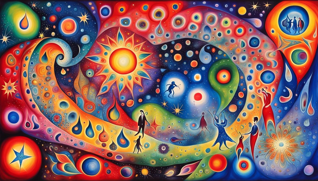 Surreal Cosmic Art: Swirling Stars in Tunnels