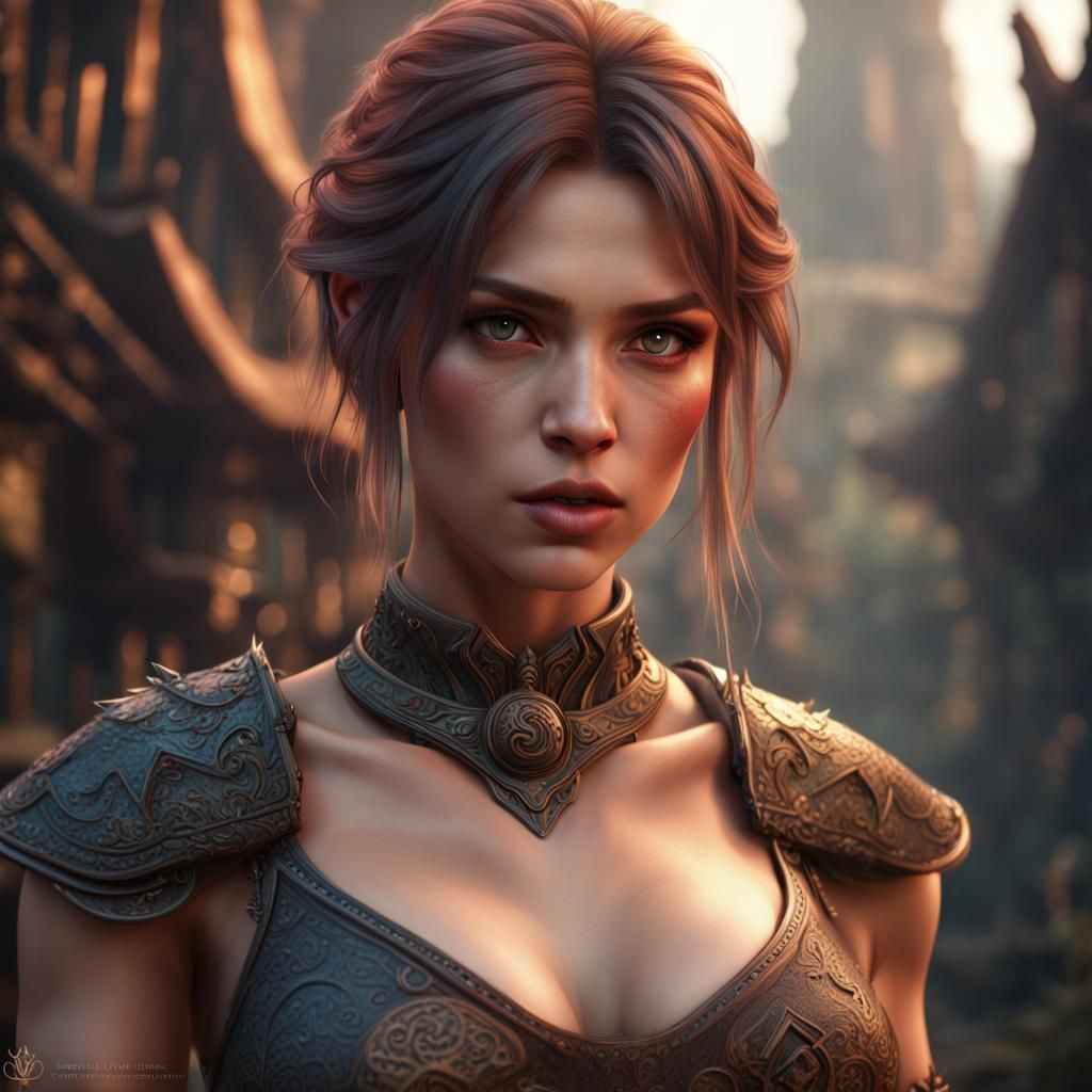 Girl in Crop Top: Detailed Fantasy Art