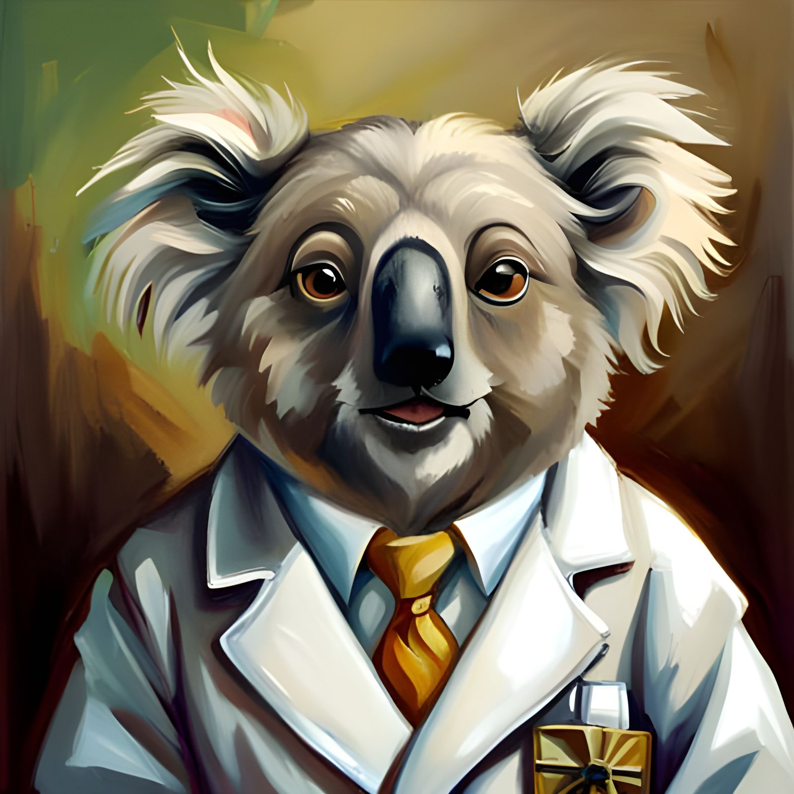 Adorable Koala Scientist in Expressive Oil Painting