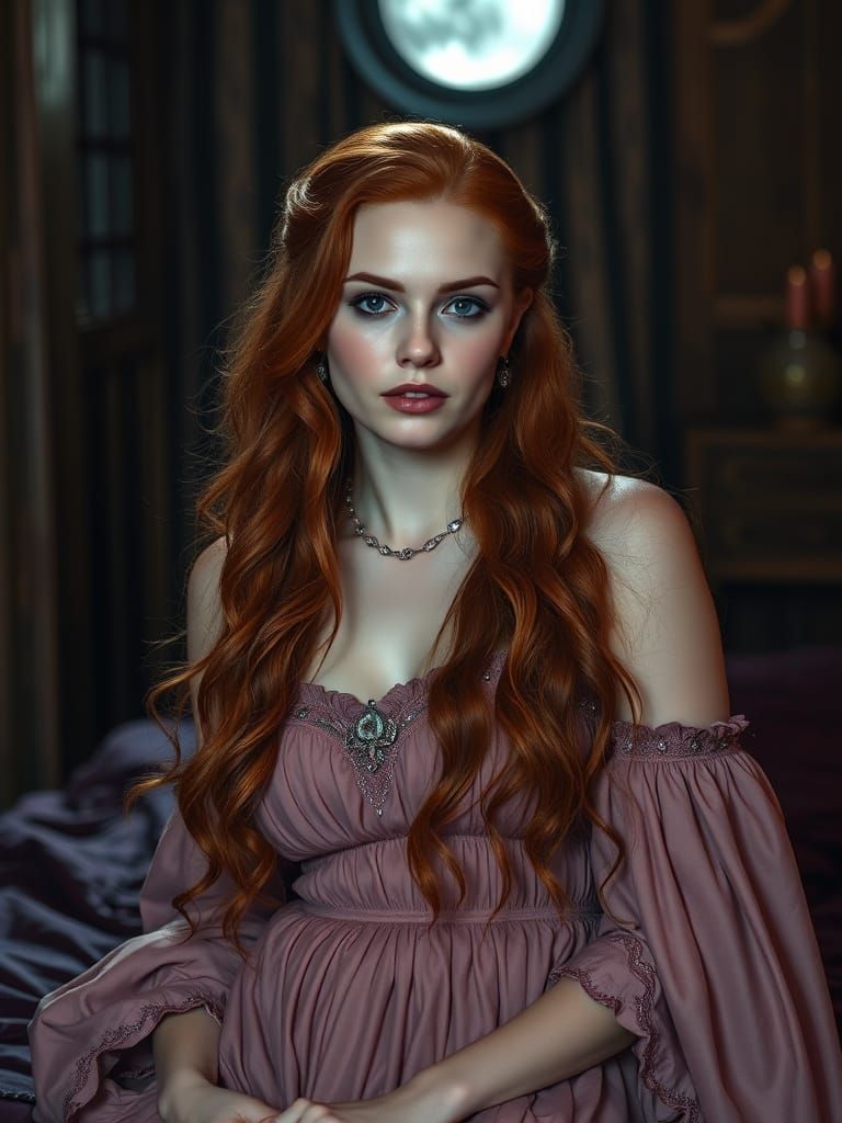 Medieval Queen in Moonlit Nightgown