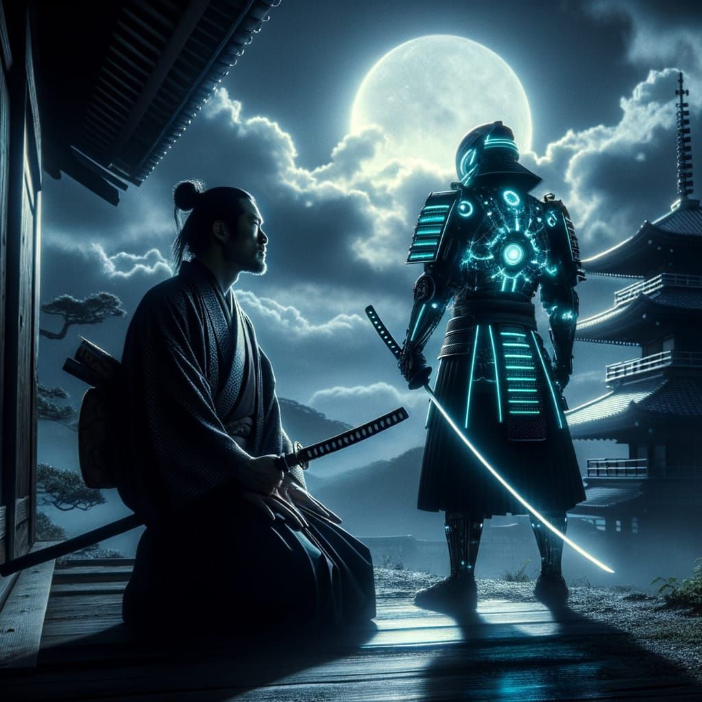 Samurai Ally Meets Futuristic Time Cop Under Moonlight