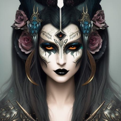 Gothic Witch with Nordic Runes in Dystopian Sci-Fi