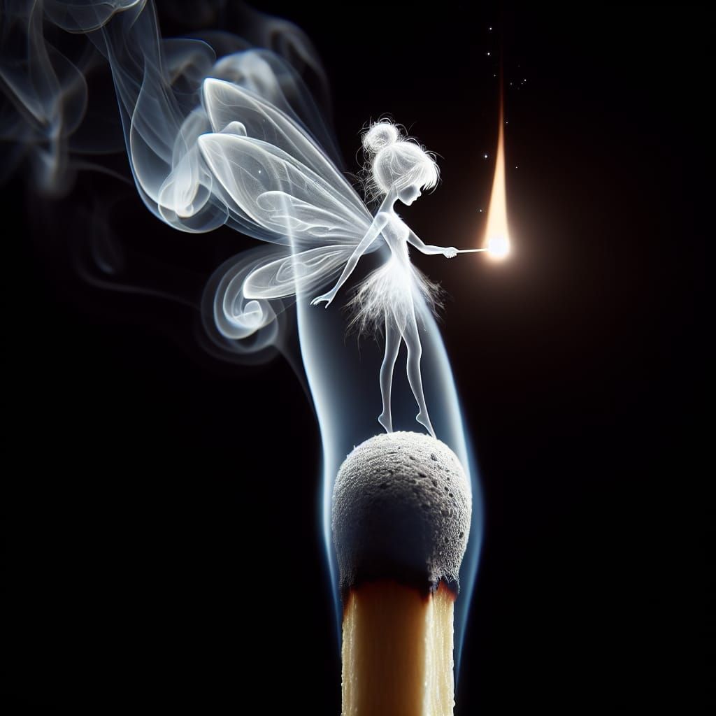 Ethereal Fairy Formed From Smoke, High-Definition Photo