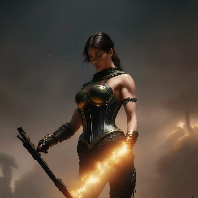 Armored Mercenary Girl in Dark Sci-Fi Concept Art