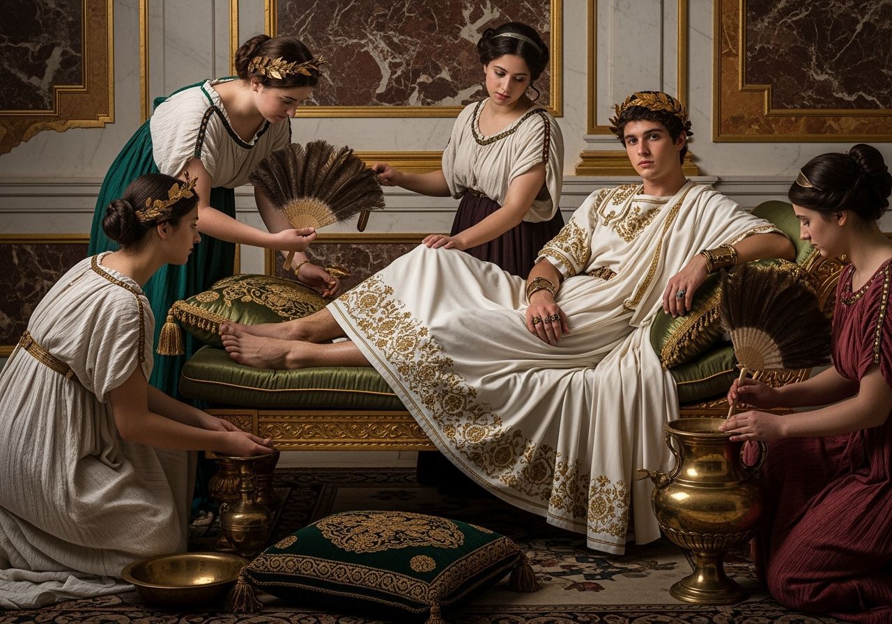 Opulent Roman Emperor in Palace, Neoclassical Style