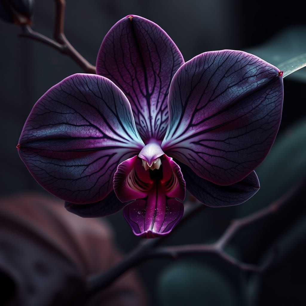 Dark Vampire Orchid in Hypnotic Bloom
