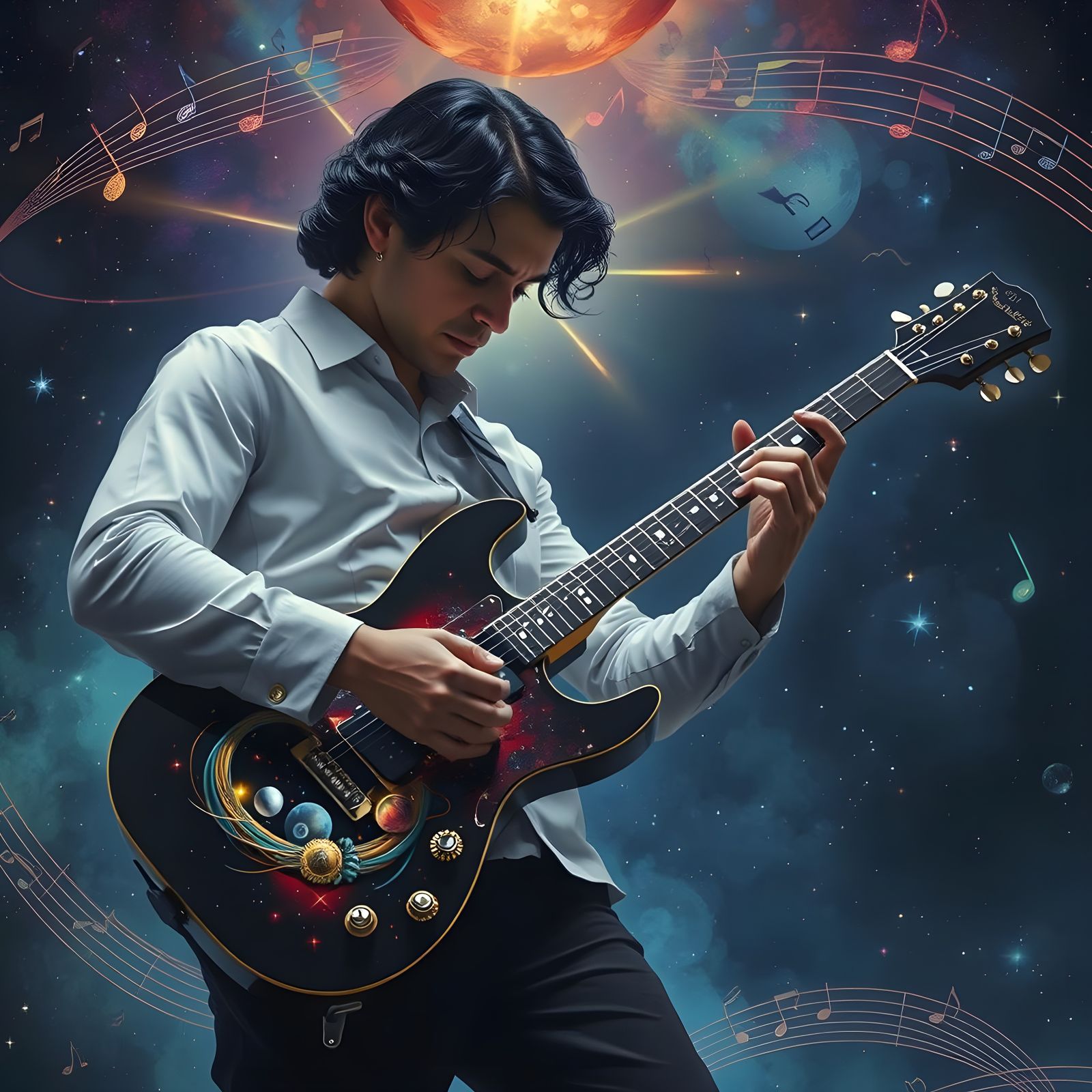 Guitar Portal: A Surreal Cosmic Musician
