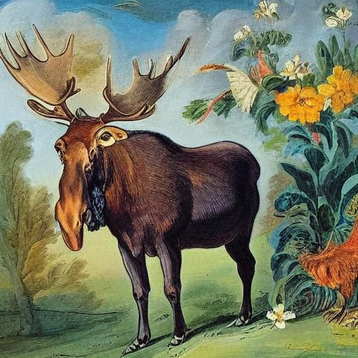 Whimsical Moose in Shoes: A Colorful Art Piece