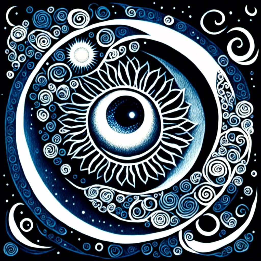 Surreal Eye: Spirals and Fractals in Cyanotype