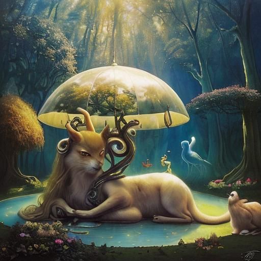 Utopian Dreamscape in Surrealist Oil Painting Style