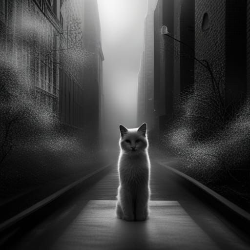 Cat in the mist