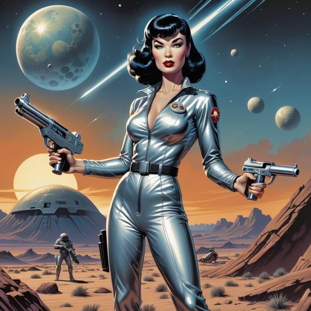 Bettie Page as Sci-Fi Comic Book Heroine