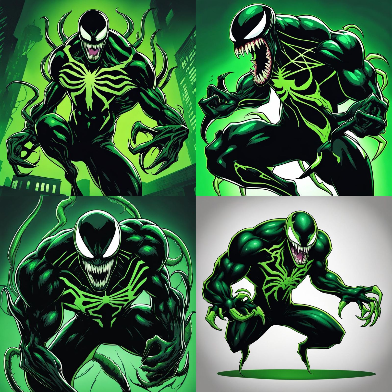 Menacing Green Symbiote in Comic Book Style
