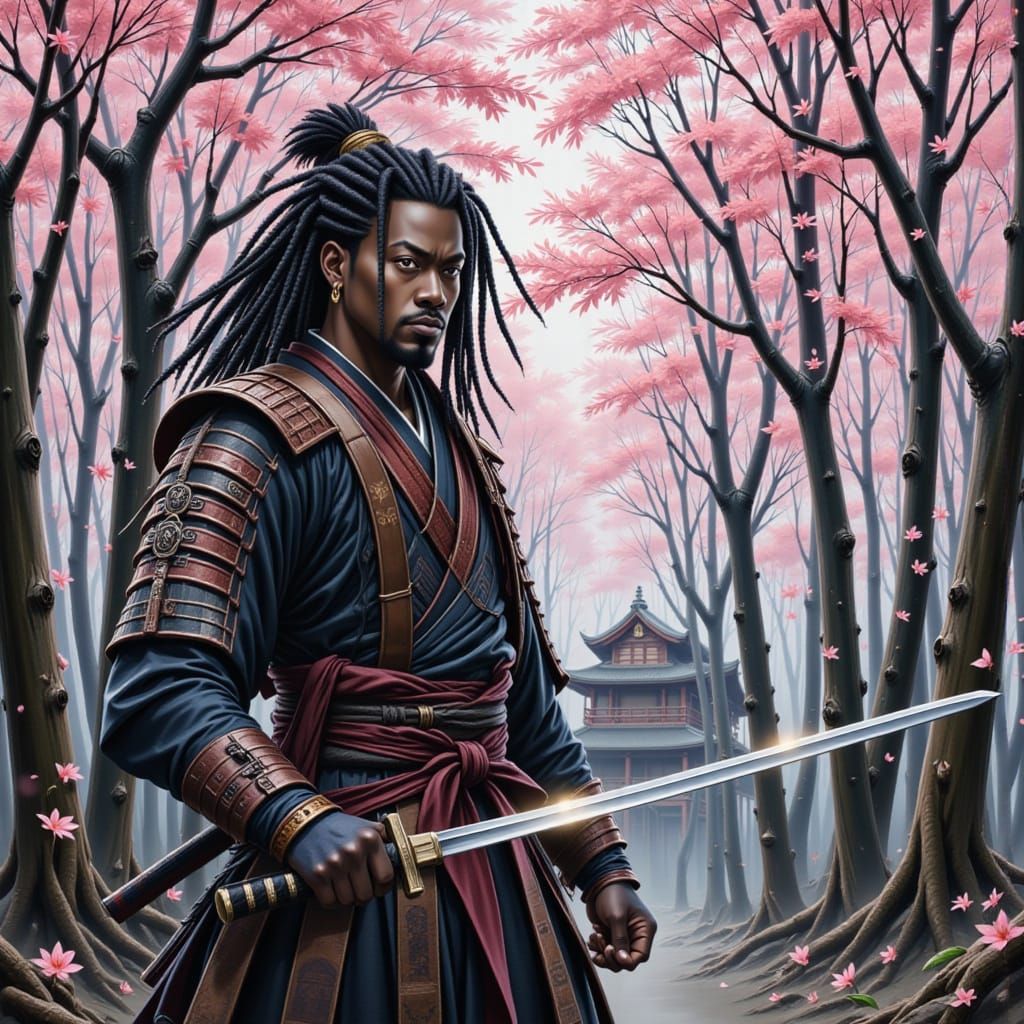 Epic Samurai in Cherry Blossom Forest, Walking Dead Comic St...