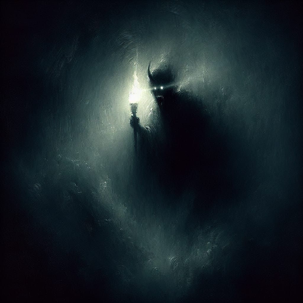 Menacing Shadowy Figure in Total Darkness