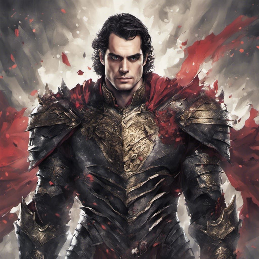 Henry Cavill dressed in a Fantasy villain armor
