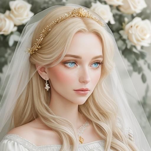 Christmas Bride Portrait in Watercolor Style