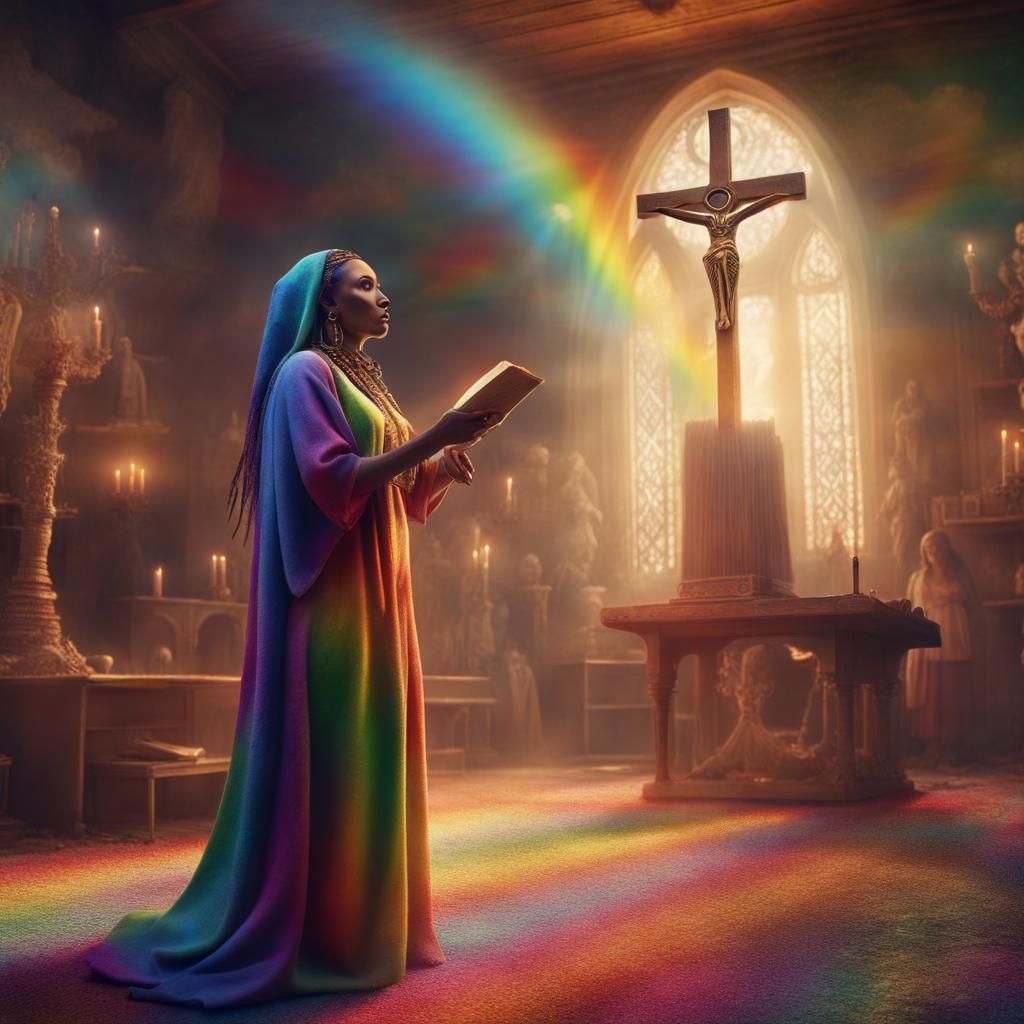 Rainbow Preacher Sermon in Brothel: Digital Matte Painting