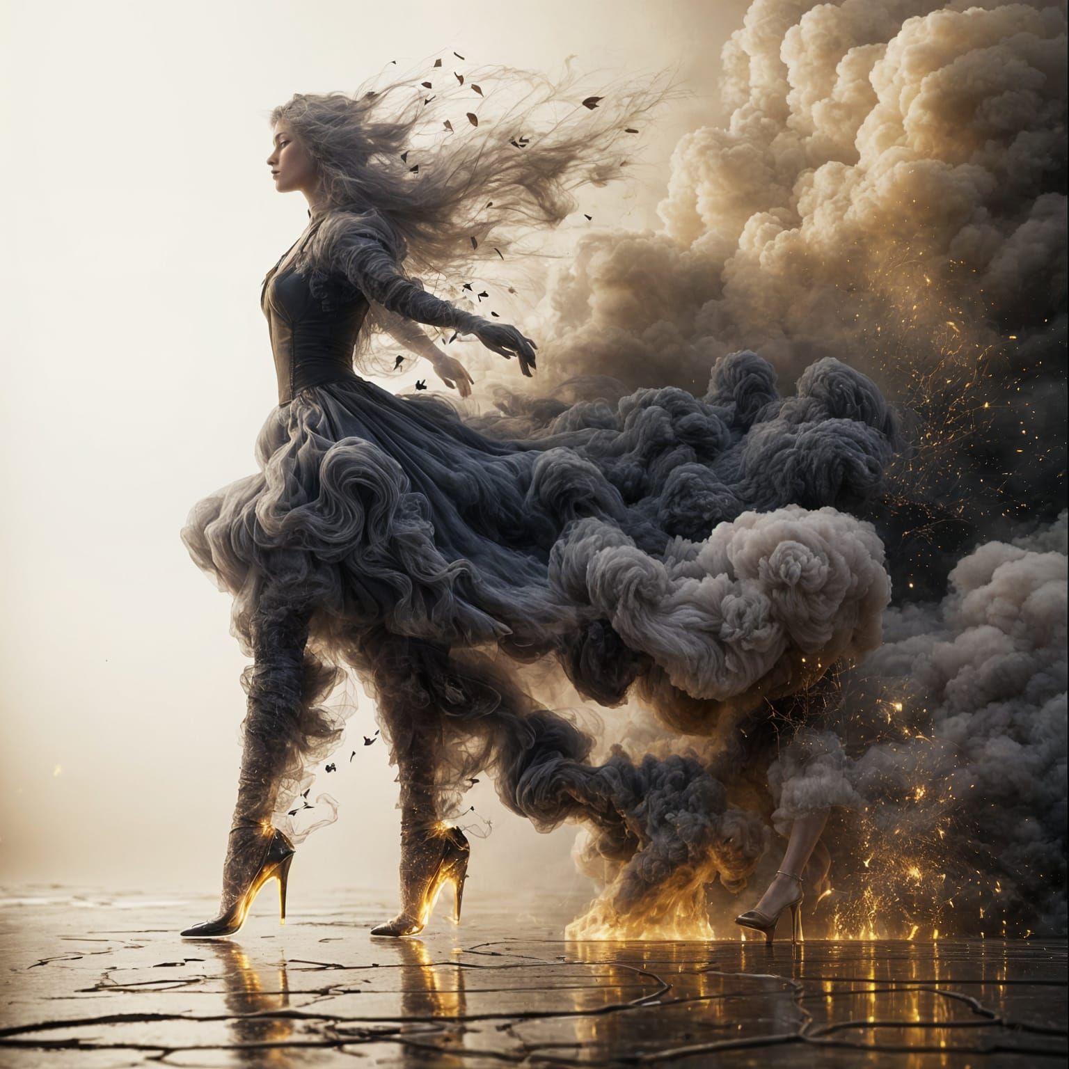 Ethereal Smoke Maiden in a Dreamlike State