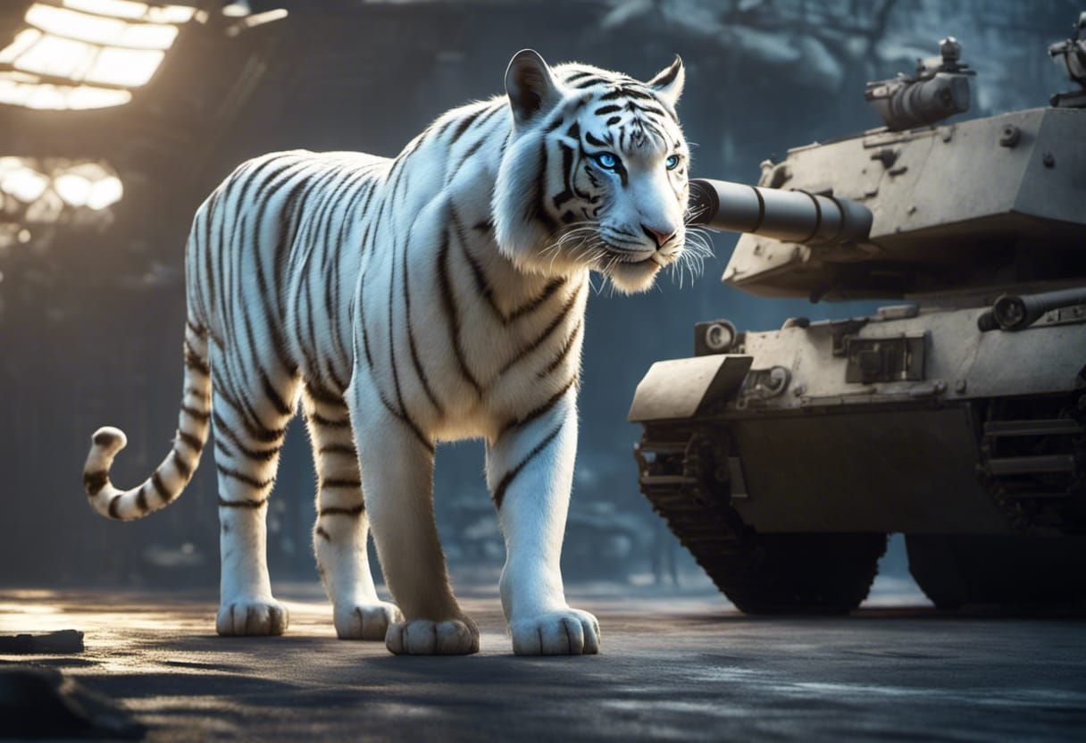 Tigers Guard Military Base in WWII Concept Art