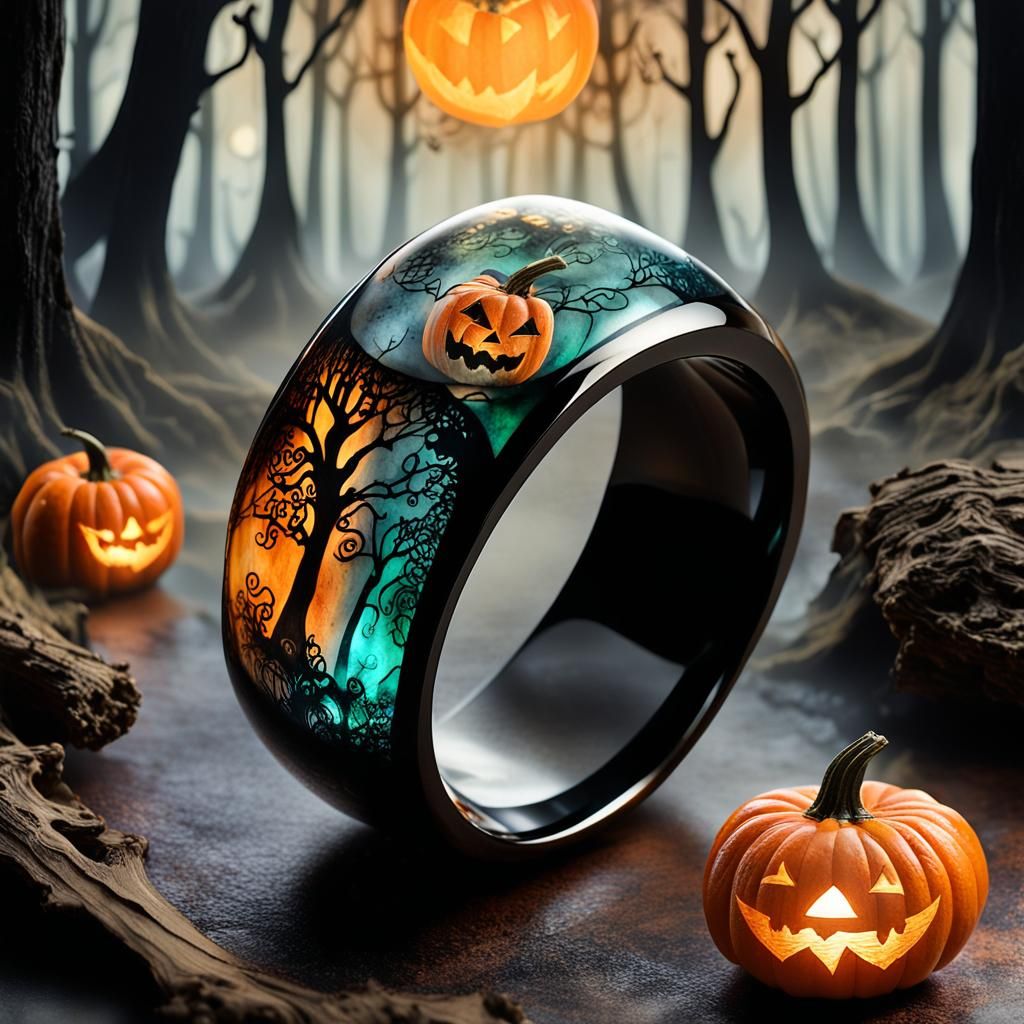 Luminescent Elven Ring in Autumn Forest, Double Exposure
