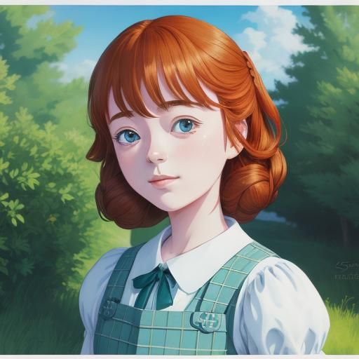 Cute Anime Girl in Cel-Shaded Manga Style