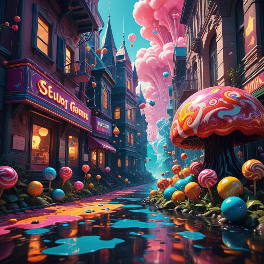 Whimsical Candy-Coated Travel Symbols in Hyper-Realistic Dig...