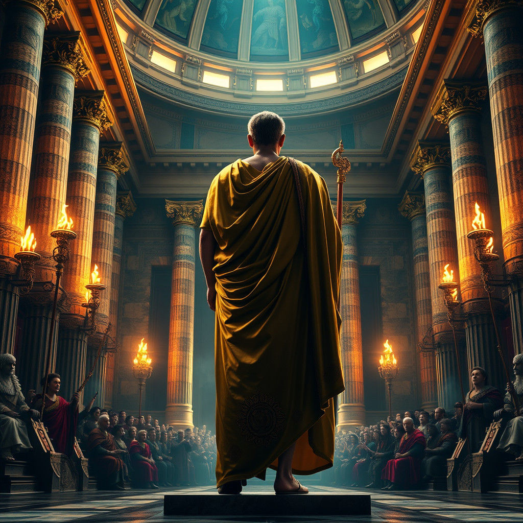 Roman Senator Addresses Senate in Matte Painting Style