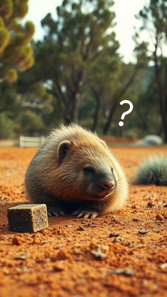 Wombat alerted by cubic scat 🎁🤨?