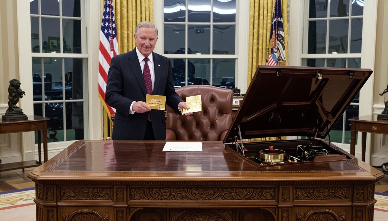H.R. Perot Inspects Oval Office With Golden Ticket and Oil C...