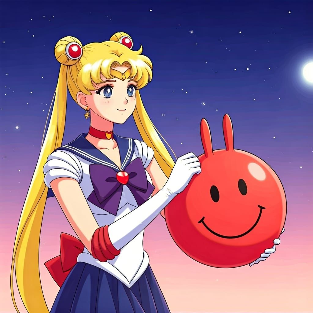 Sailor Moon and Sailor Mars with Hopper Ball