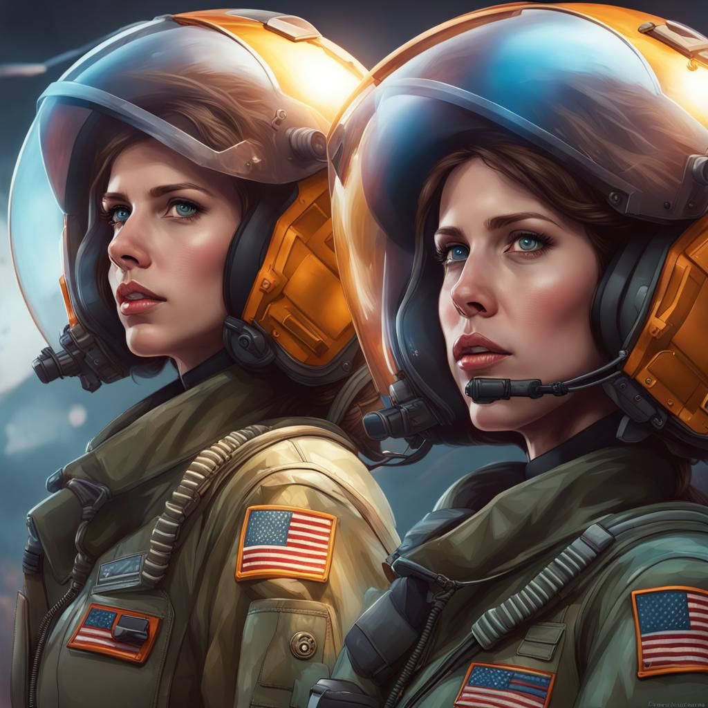 Fighter Pilots Portrait in Hyperdetailed Style