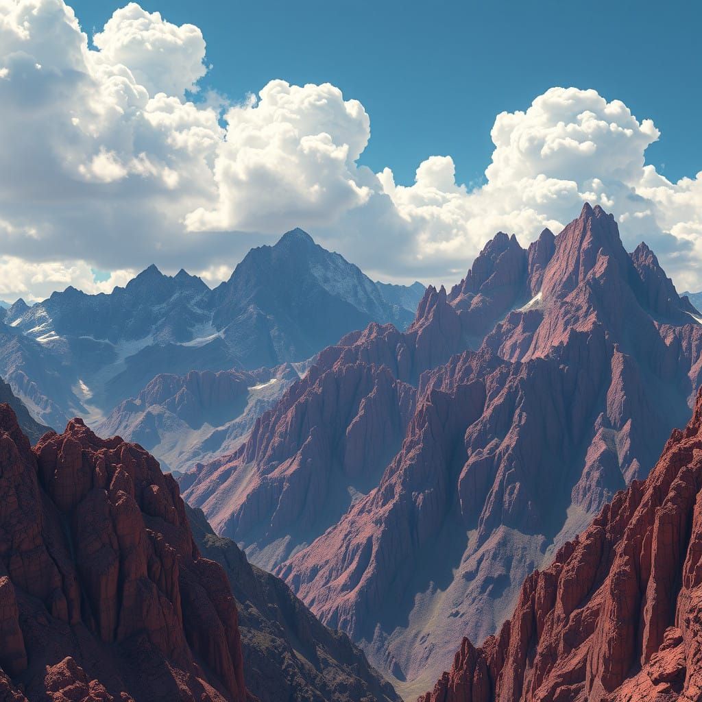 Surreal Crimson Peaks in Cyberpunk Anime Style