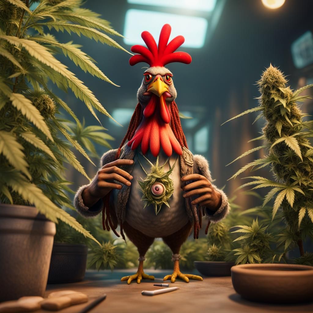 Stoned Hippie Chicken Smoking Joint, Artscape