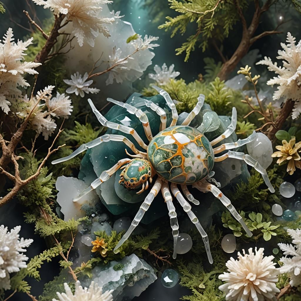 Crystal Spider in Ethereal Fantasy Forest
