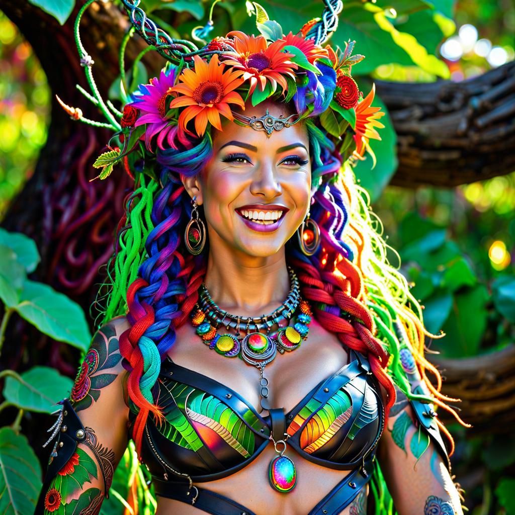 Punk Angel Goddess: Detailed Psychedelic Art