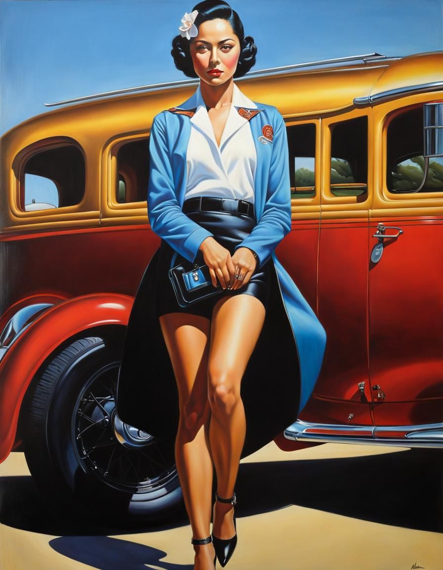 Art Deco Woman Portrait in Realistic Oil Painting